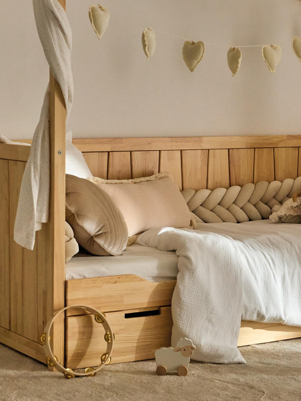 Traversin en Velours doux Latte avec franges - Cabania