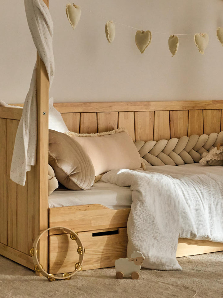 Traversin en Velours doux Latte avec franges - Cabania