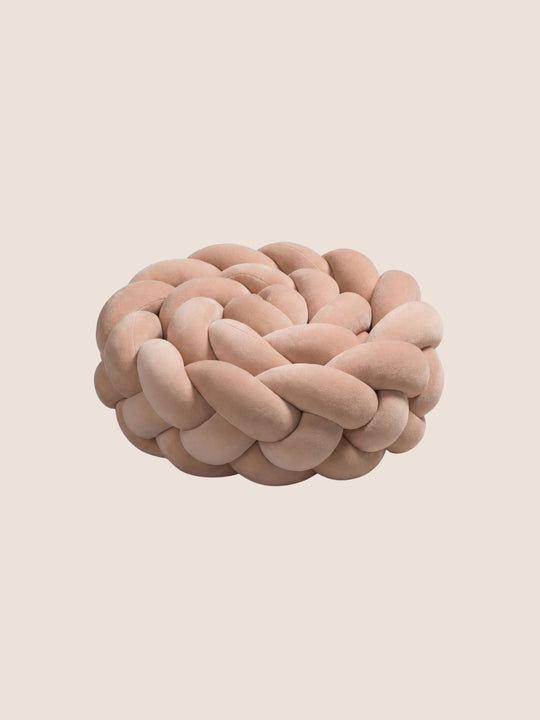 Tresse de lit bébé Cabania en velours beige nude, 4 brins, 2 mètres – protection douce et décorative.