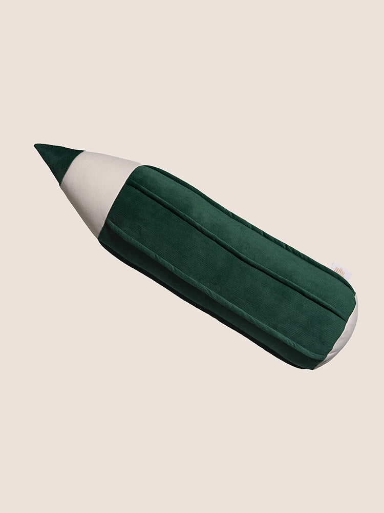 Coussin crayon en velours côtelé couleur vert