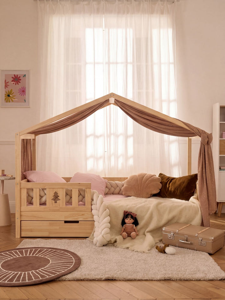 Barrière de lit bébé évolutive pour enfant, bois naturel, sécurité, design scandinave Paris Enfant Naturel.