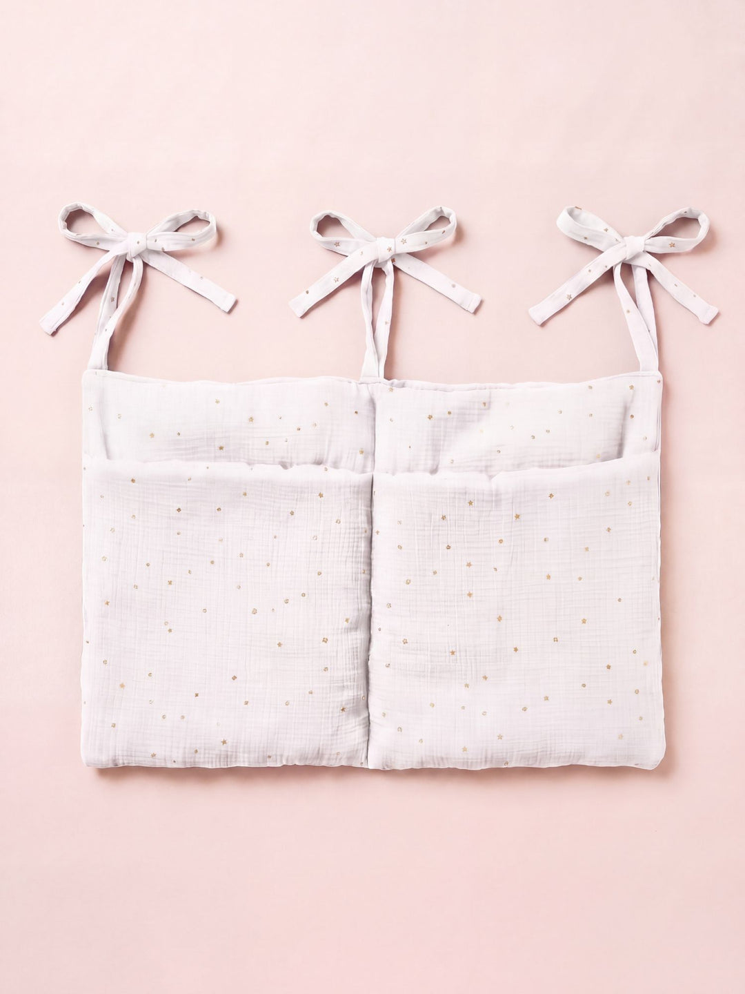 Pochette de rangement Cabania blanche à pois dorés, accessoire chic pour cosmétiques ou bijoux