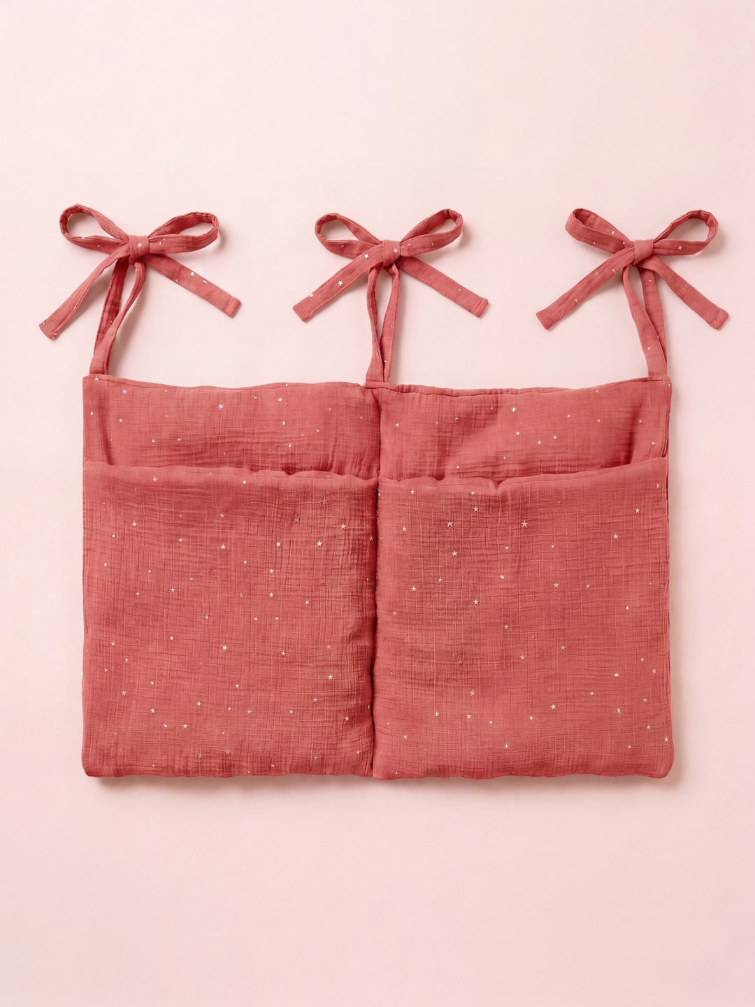 Pochette cabas en toile corail à pois dorés, rangement élégant et girly pour accessoires ou maquillage.