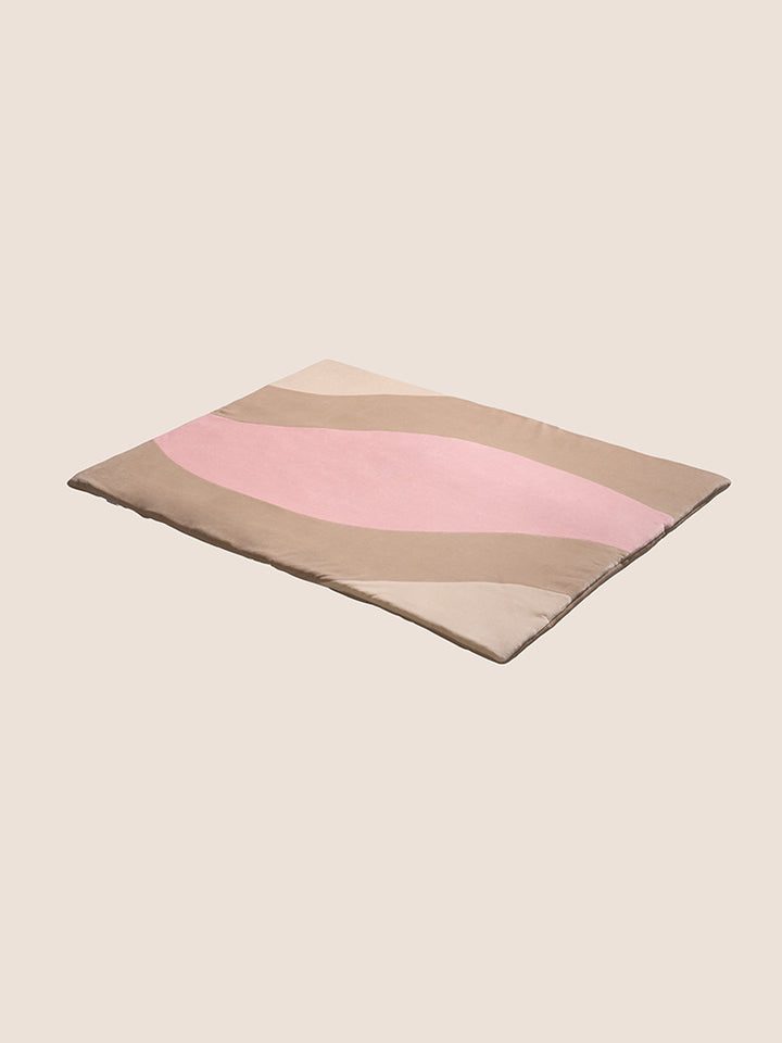 Tapis moelleux rectangulaire Cabania en velours rose et beige