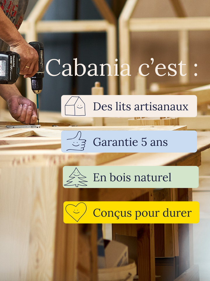 #global Lit cabane Cabania : fabrication artisanale, bois naturel et garantie 5 ans