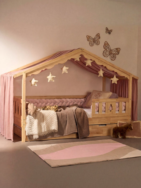 Naturel / 1 barrière Cœur / Tiroir rangement