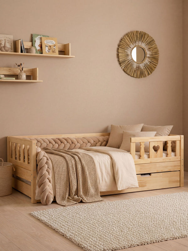 Naturel / 1 barrière Cœur / Tiroir rangement