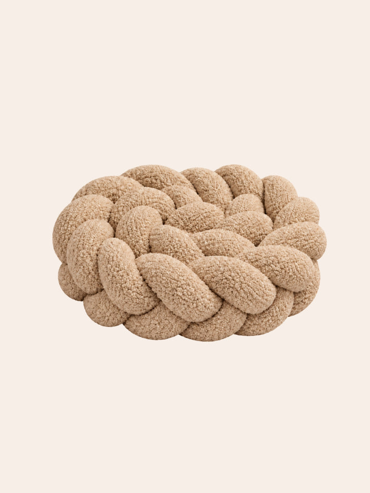 Tresse de lit 3 brins en tissu bouclette beige, longueur 200 cm