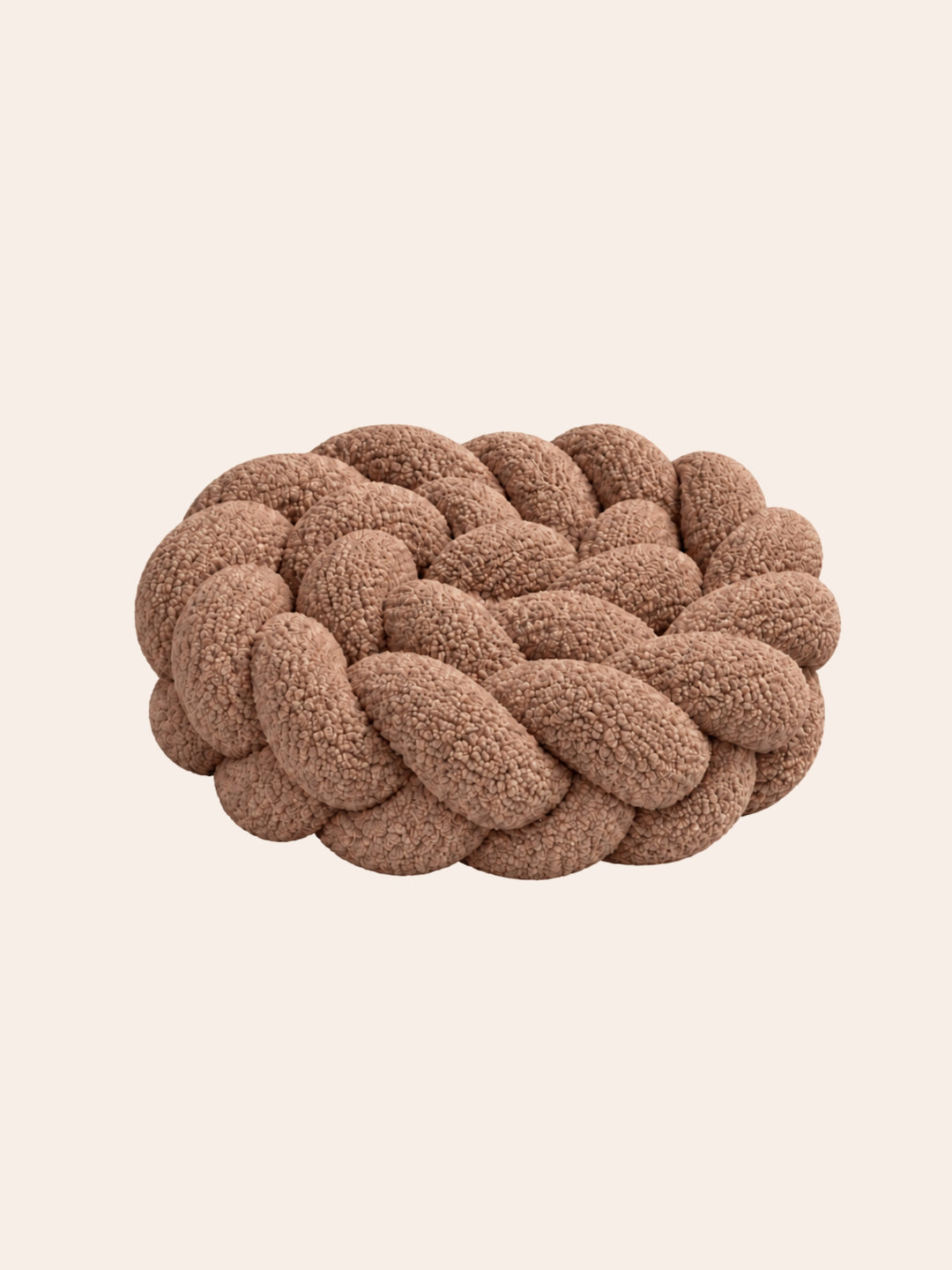 Tresse de lit 3 brins en tissu bouclette cappuccino, longueur 200 cm