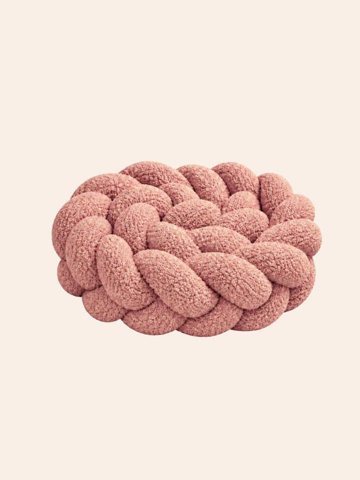 Tresse de lit bébé 3 brins en tissu bouclette rose, longueur 200 cm