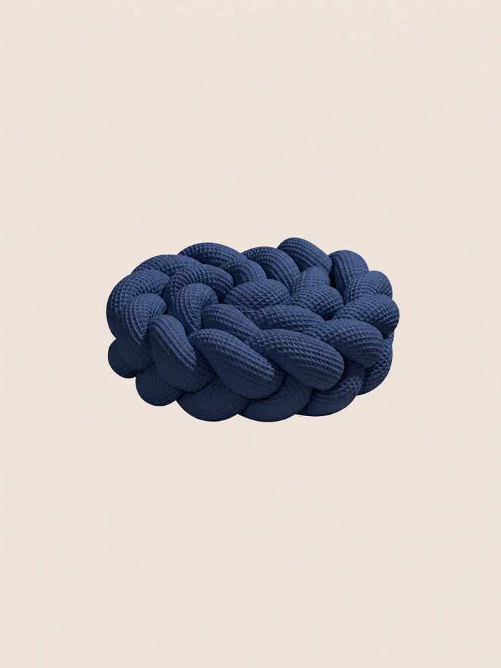 Tresse de lit 3 brins en nid d'abeille bleu navy, longueur 200 cm