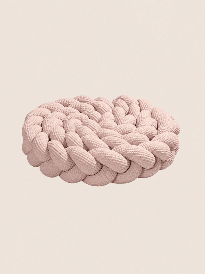 Tresse tour de lit 3 brins en nid d'abeille rose quartz, longueur 400 cm