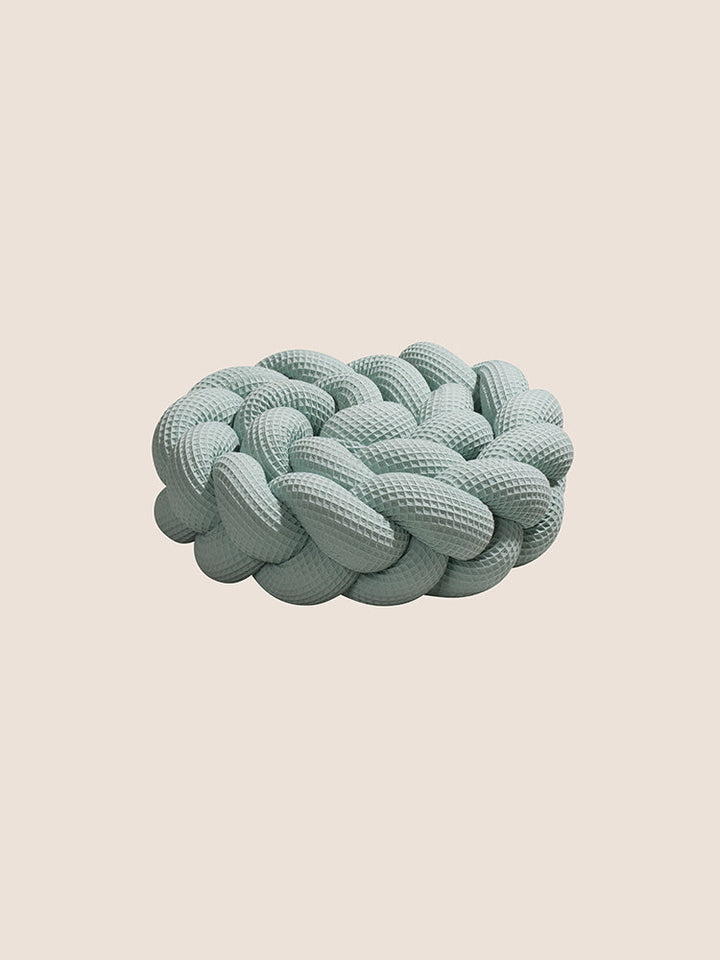 Tresse de lit bébé 3 brins en tissu nid d'abeille vert sauge, longueur 200 cm