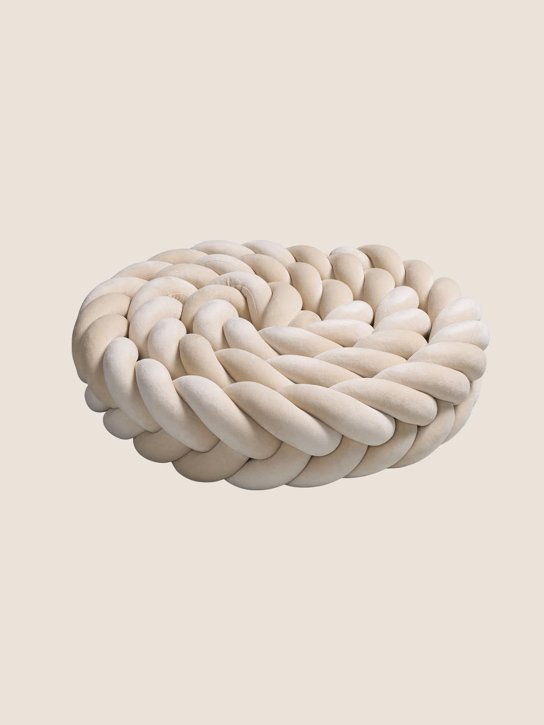 Tour de lit tressé 5 brins en velours beige, longueur 400 cm