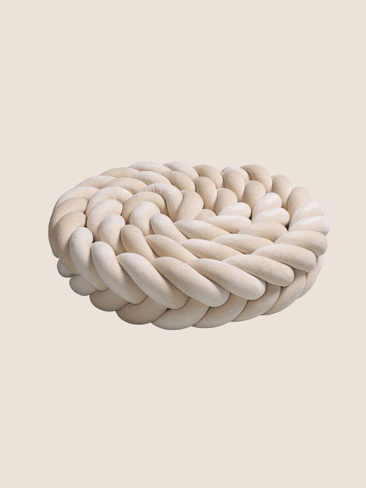 Tour de lit tressé 5 brins en velours beige, longueur 400 cm