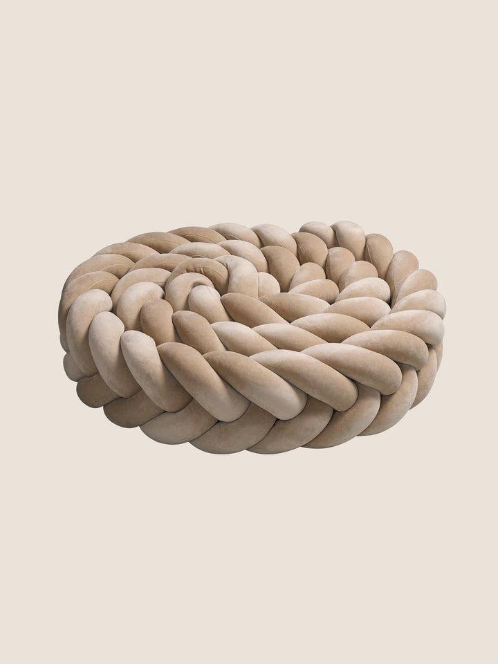Tour de lit tressé 5 brins en velours beige foncé, longueur 400 cm