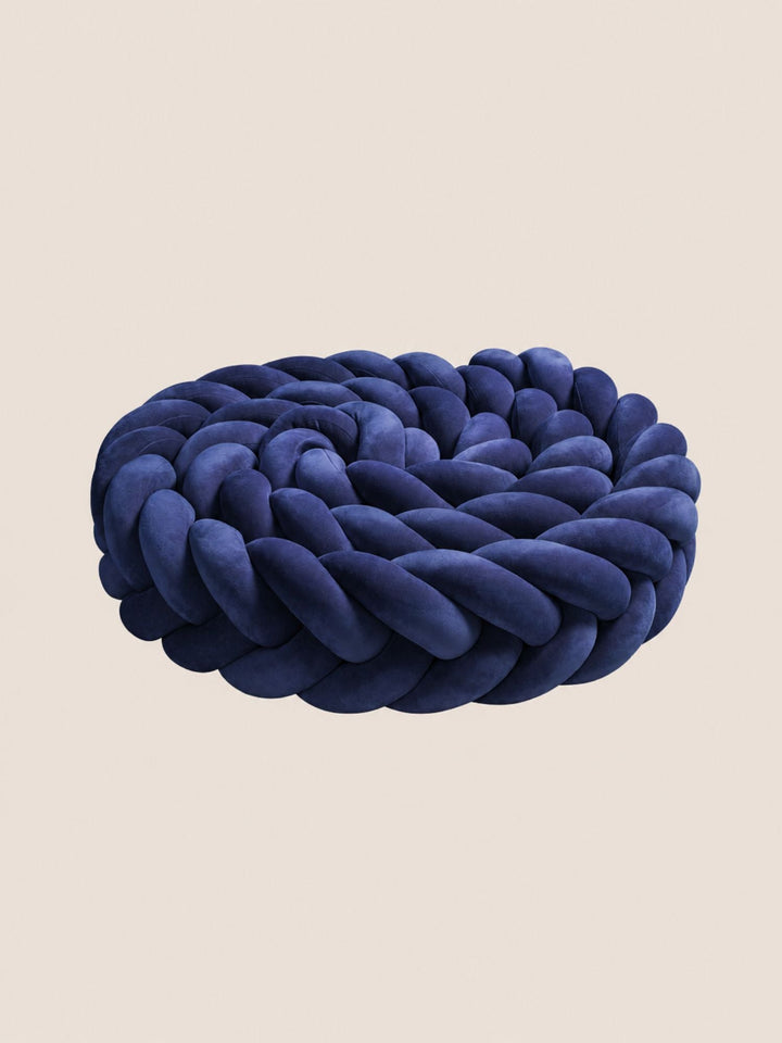 Tour de lit tressé 5 brins en velours bleu indigo, longueur 400 cm