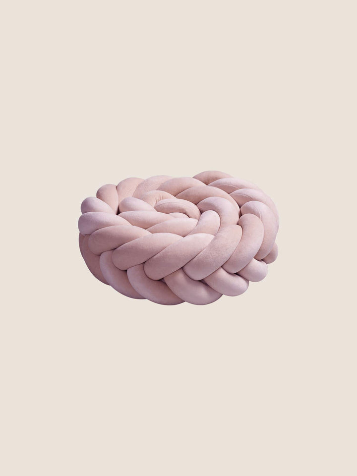 Tresse de lit bébé 5 brins en velours rose poudré, longueur 200 cm