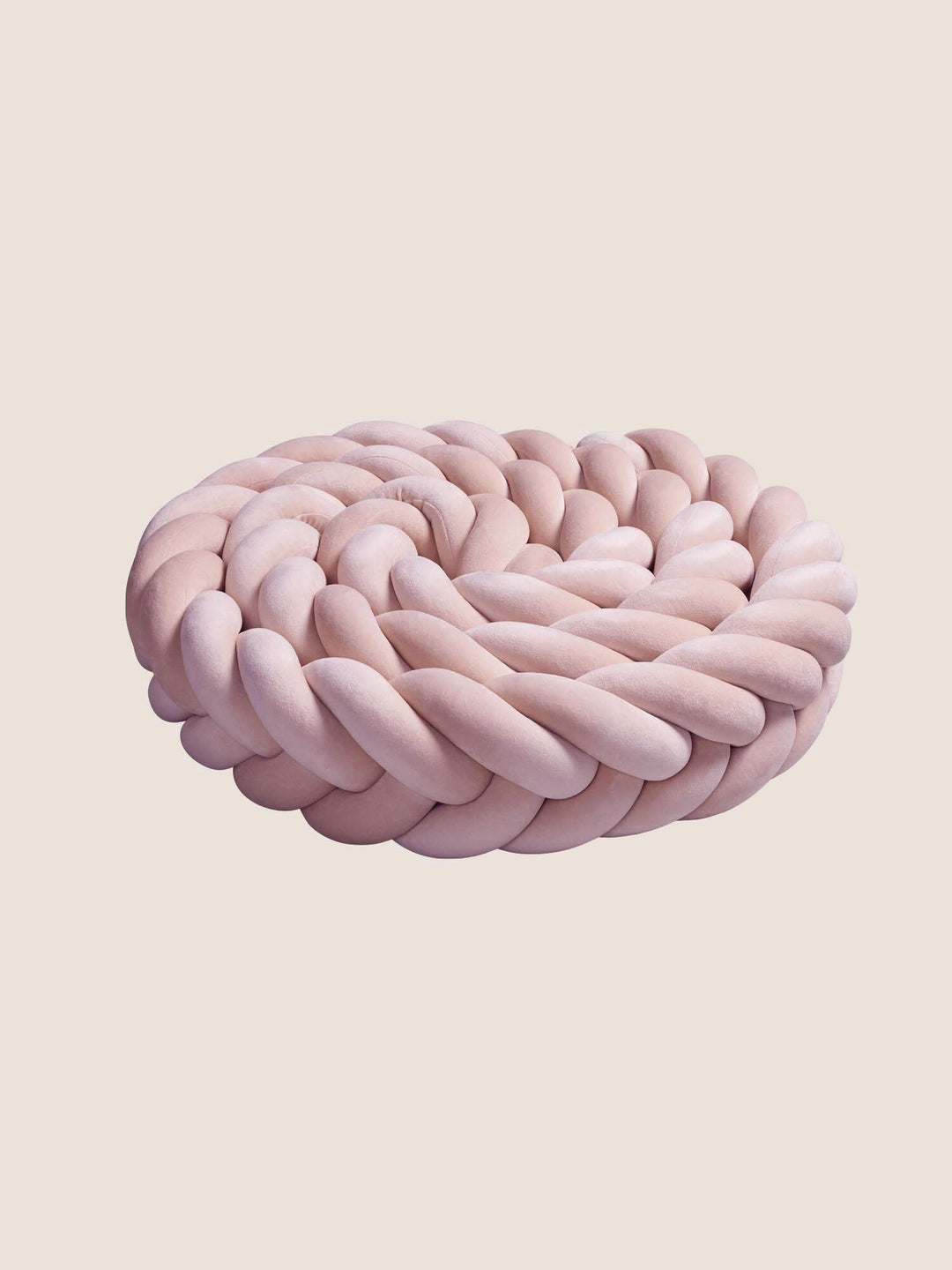 Tour de lit tressé 5 brins en velours rose poudré, longueur 400 cm