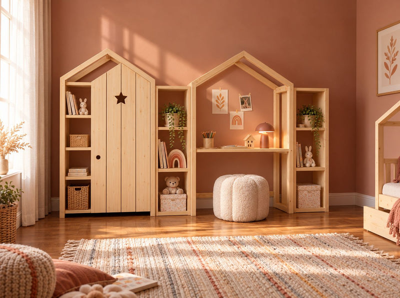 Armoire-maison, colonne de cases, maison-bureau et seconde colonne