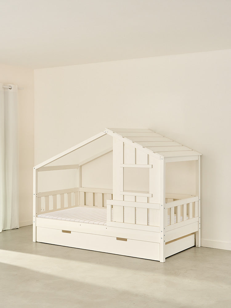 SHERWOOD white children's cabin bed with storage drawer, modern design, ideal for boy's or girl's bedroom.