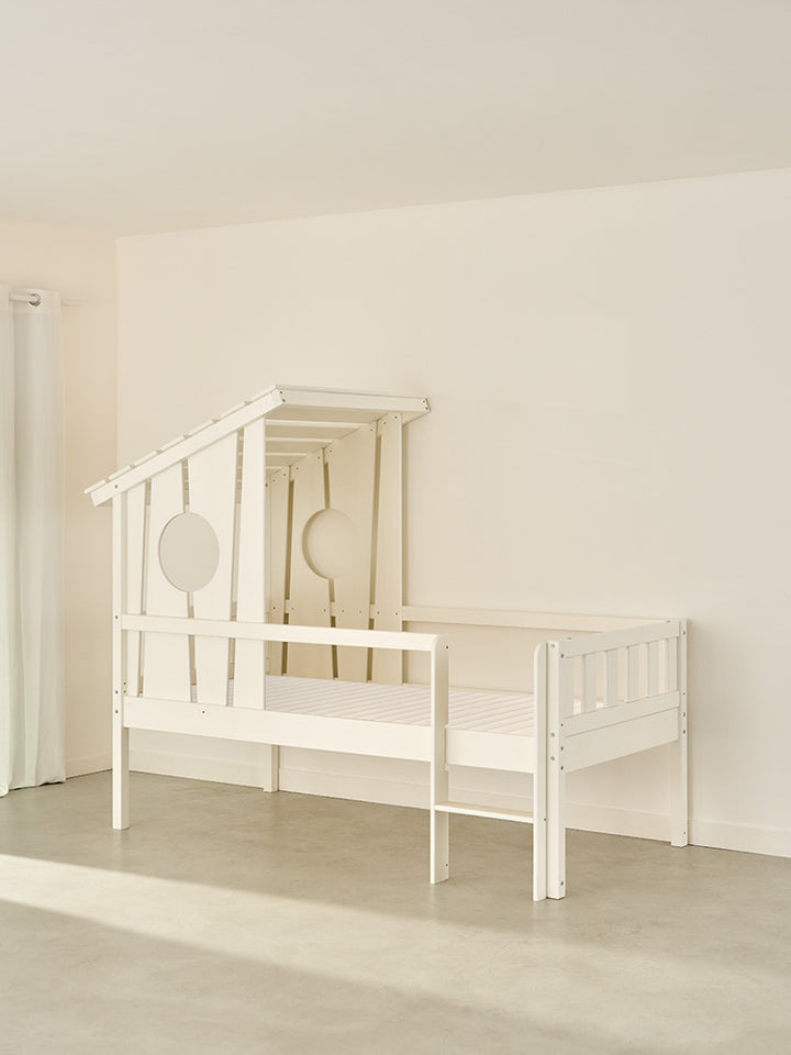 Oleron white wooden cabin bed with box spring, ideal for baby or junior bedroom.